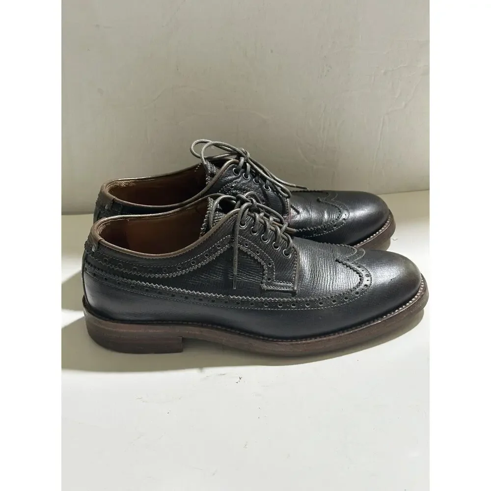 Aquatalia Mens Leather‎ Dress Shoes Black Laced Size 8 Waterproof Made in Italy
